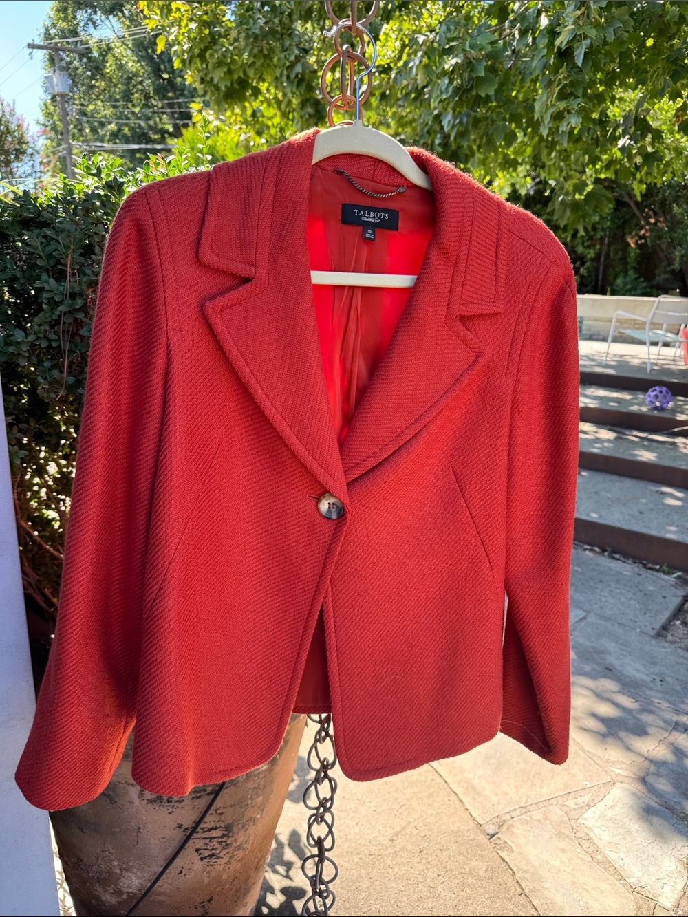 Talbots Brick Red Cropped Single-Button Blazer | Size 10